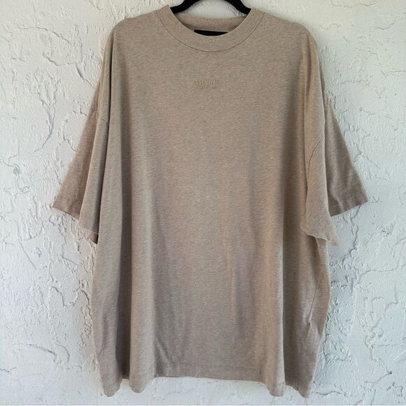 FEAR OF GOD Essentials Tee Shirt Men Large Oversized Beige - Picture 1 of 10